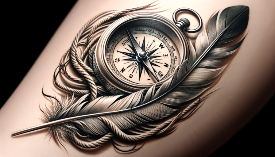 tatuaje brujula con pluma significado