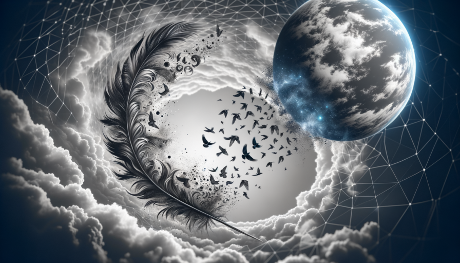 tatuaje pluma y pájaros volando en el cielo significado