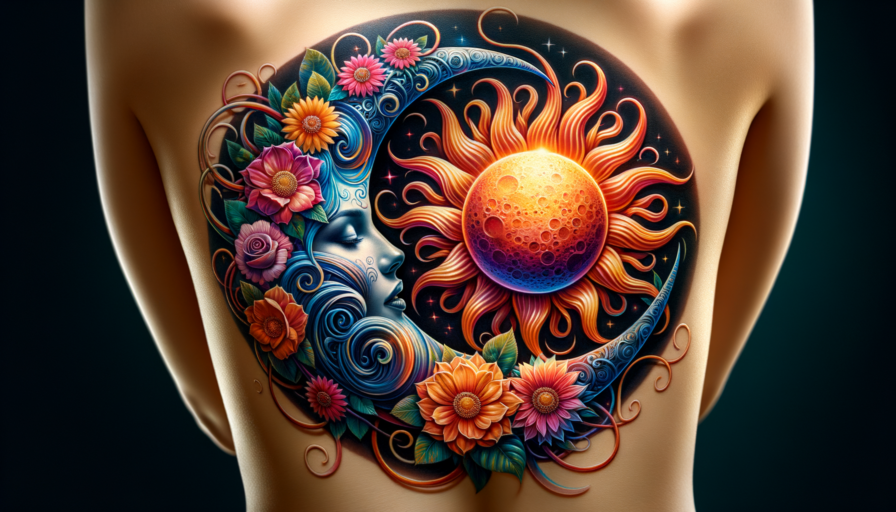 tatuaje sol y luna con flores significado